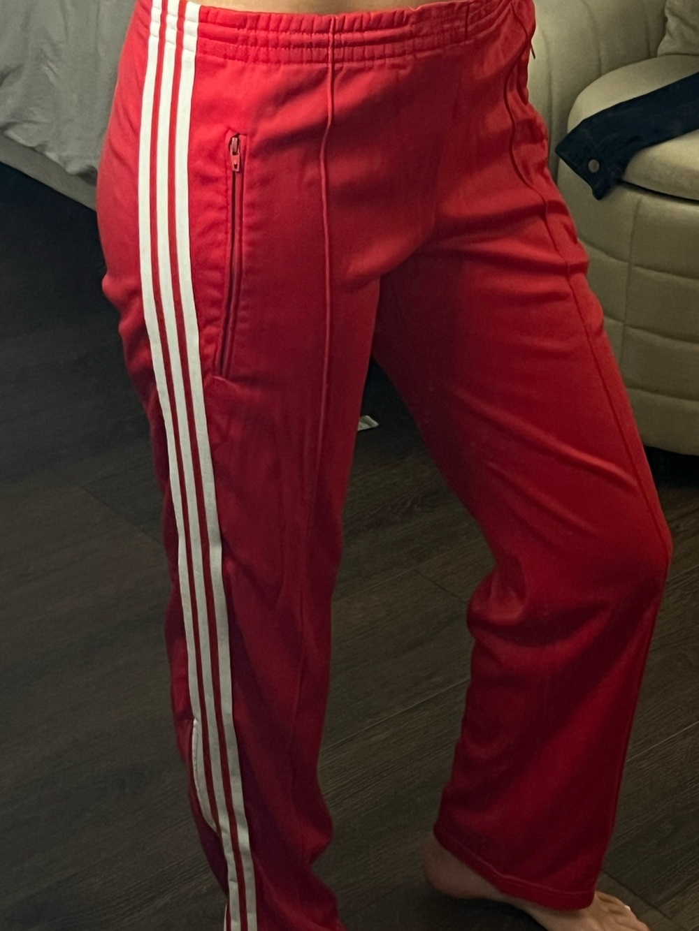 Vintage adidas Red Athletic Pants with White Label Detail